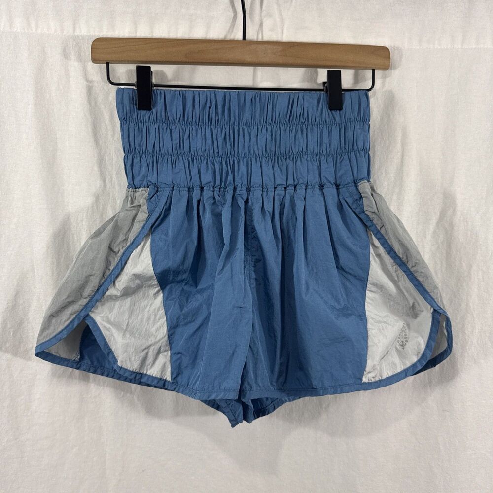 Free People FP Movement They Way Home Blue Colorblock Shorts Womens Sz M Gym